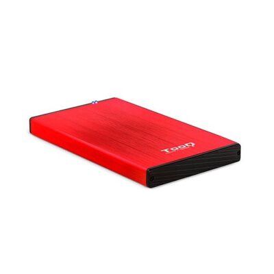 Caja externa tooq tqe – 2527r para hdd 2.5 pulgadas 9.5mm sata 3 usb 3.2 rojo