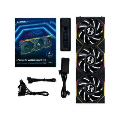 Ventilador caja lian li unifan tl – lcd wireless argb 3 x 120mm black