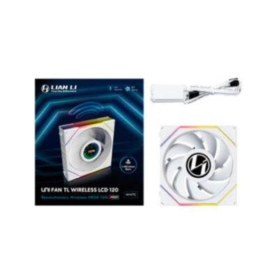 Ventilador caja lian li unifan tl – lcd wireless argb 120mm white