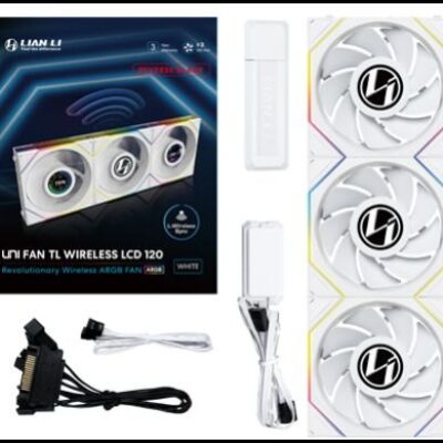 Ventilador caja gaming lian li unifan tl – lcd inalambrico argb 3x 120mm blanco