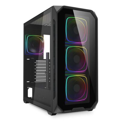 Caja ordenador gaming sharkoon ak5g rgb atx cristal templado negro