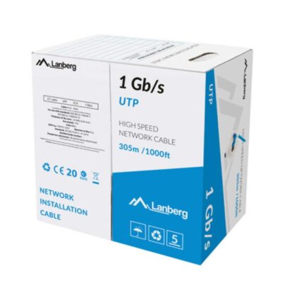 Bobina 1gb – s lanberg u – utp rj45 solido cca awg23 305m azul