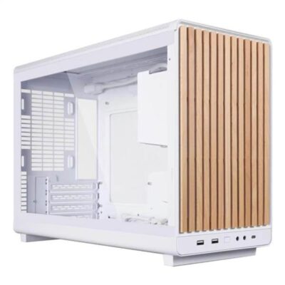 Caja ordenador gaming lian li a3 matx cristal templado madera blanca