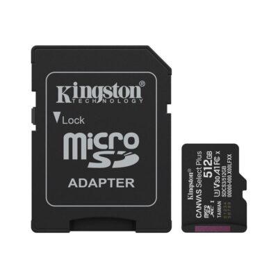 Tarjeta memoria micro secure digital sdxc 512gb kingston canvas select plus clase 10 uhs – 1 + adaptador sd