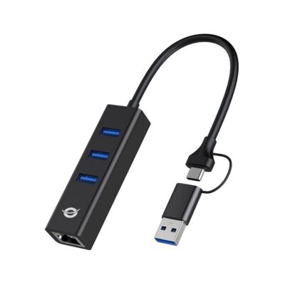 Adaptador conceptronic usb a gigabit ethernet rj45 – con hub usb 3.0 – 3 puertos – adaptador usb – c