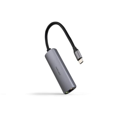 Adaptador coolbox usb – c 3.1 a rj45 con pd 100w usb – c – m aluminio color gris 18 cm