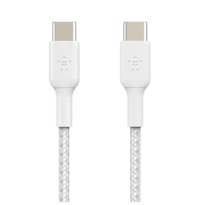 Cable usb tipo c belkin 2m – macho – macho – blanco – trenzado