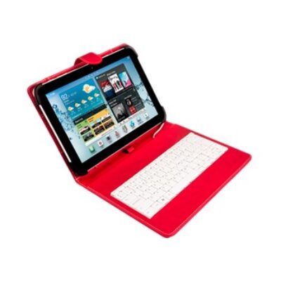 Funda universal silver ht para tablet 9 – 10.1 pulgadas + teclado con cable micro usb rojo – blanco
