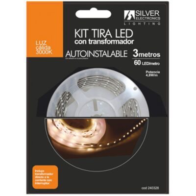 Kit tira led silver electronics 300 lm – m – 3m – 12v – 4.8w – m – 3000k – luz calida