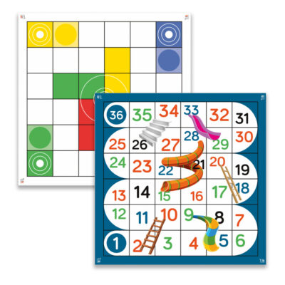 Tapete de parchis + escaleras tilk para robots