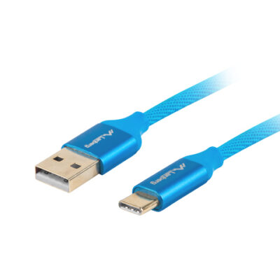 Cable usb lanberg 2.0 macho – usb tipo c macho quick charge 3.0 1m azul