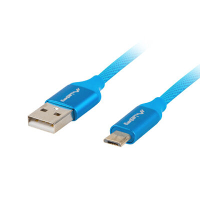 Cable usb lanberg 2.0 macho – micro usb macho quick charge 3.0 1m azul