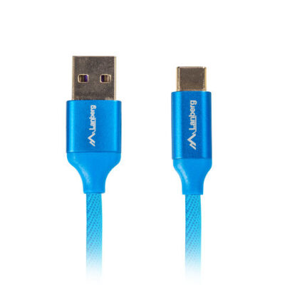 Cable usb lanberg 2.0 macho – usb tipo c macho quick charge 3.0 0.5m azul