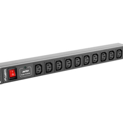 Regleta lanberg 1u 10a rack 19 10x socket negro 2m