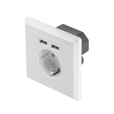 Roseta pared lanberg 230v schuko 16a 2x usb 2.1 a blanco