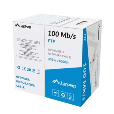 Bobina 100mb – s lanberg ftp rj45 solido cca awg24 305m gris