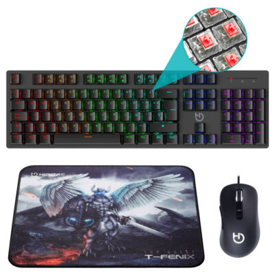 Pack hiditec teclado gaming gk400+raton blitz + alfombrilla t – fenix m