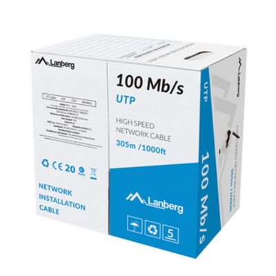 Bobina 100mb – s lanberg utp 305m solid cca negro