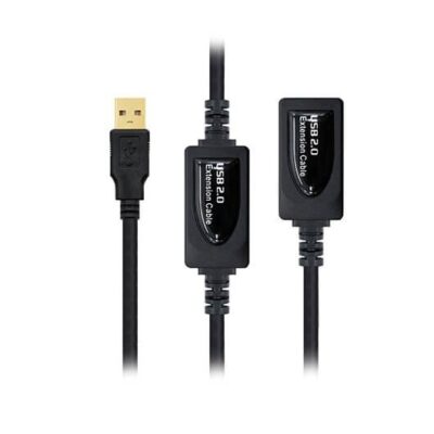 Cable usb tipo a 2.0 a usb tipo a nanocable+amplificador 10m negro – macho – hembra