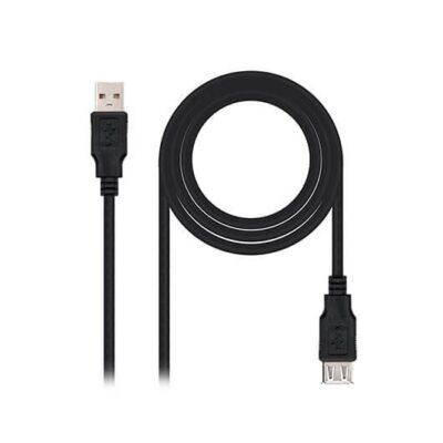 Cable alargador nanocable usb – a 2.0 a usb – a 2.0 1m – macho – hembra – negro