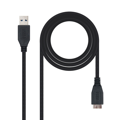 Cable usb 3.0 tipo a a micro usb tipo b nanocable 2m – macho – macho – negro