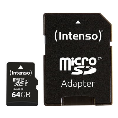 Tarjeta memoria micro sd intenso 64gb uhs – i cl10 + adaptador sd