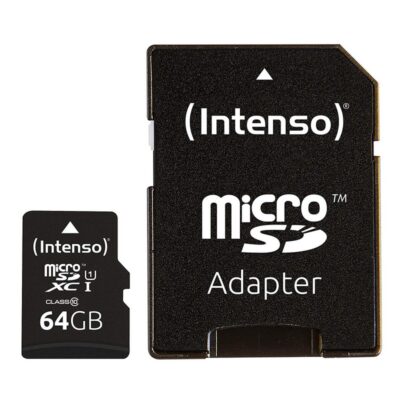 Tarjeta memoria micro sd intenso 64gb profesional v30 + adaptador sd