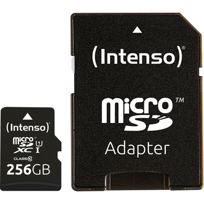 Tarjeta memoria micro sd intenso 256gb uhs – i cl10 + adaptador sd