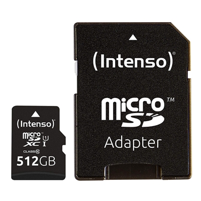 Tarjeta memoria micro sd intenso 512gb premium uhs – i cl10 + adaptador sd