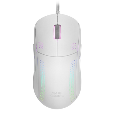 Mouse raton mars gaming mmprow optico usb 9 botones 32000ppp rgb blanco
