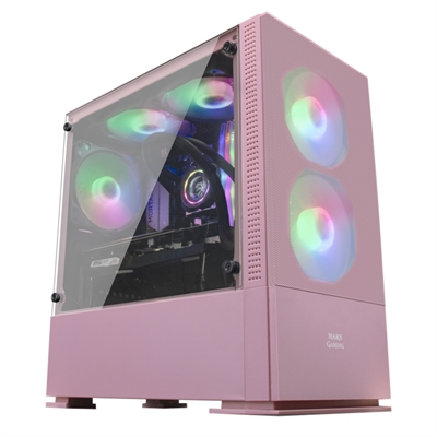 Caja ordenador mars gaming mczp premium rosa micro atx 1 x usb 3.0 2 usb 2.0 2 x 120mm rgb