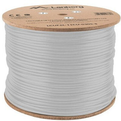 Bobina cat.6a lanberg ftp 305m rj45 solid cobre lszh cpr fluke teste awg24 gris