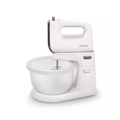 Amasadora philips viva collection blanco 450w – 5 velocidades + turbo – 2xvarillas – ganchos – 3l plastico