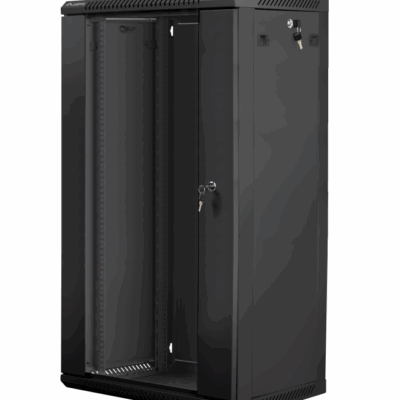 Armario lanberg mural rack 19 pulgadas 22u – 600×450 flat pack v2 negro