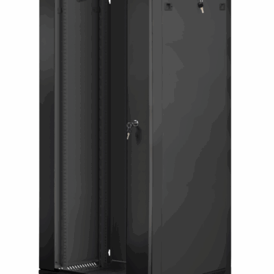 Armario lanberg mural rack 19 pulgadas 27u – 600×600 flat pack v2 negro