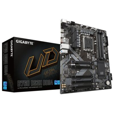 Placa base gigabyte b760 ds3h 1700 atx – 4 x ddr4 – 4 x sata – 1 x dp – 1 x hdmi – 4 x usb 2.0 – 1 x usb 3.2 – 1 x usb tipo c