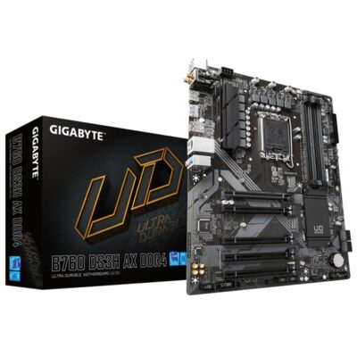 Placa base gigabyte b760 ds3h ax 1700 atx – 4 x ddr4 – 4 x sata – 1 x dp – 1 x hdmi – 4 x usb 2.0 – 1 x usb 3.2 – 1 x usb tipo c
