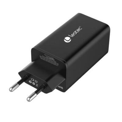 Cargador de pared leotec 65w carga rapida 2 usb tipo – c pd 1 usb – a negro