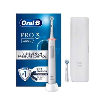 Cepillo dental electrico braun oral – b 3 pro 3 3500 wh blanco estuche – temporizador – tecnologia 3d – 360º