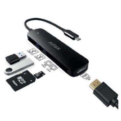 Dock nilox 1 x usb tipo c – 2 x usb 3.0 – sd – micro sd salida usb tipo c
