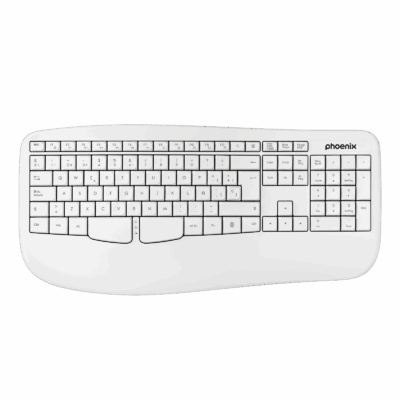 Phoenix k201 teclado ergonómico inalámbrico 2.4ghz blanco