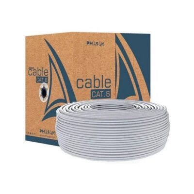 Bobina cable red solido phasak utp cat.6 awg23 cca 100m gris phr 6100