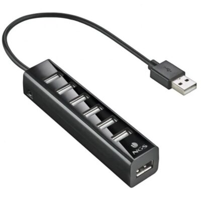 Hub 7 puertos usb 2.0 ngs tiny negro plug play – 480mbps