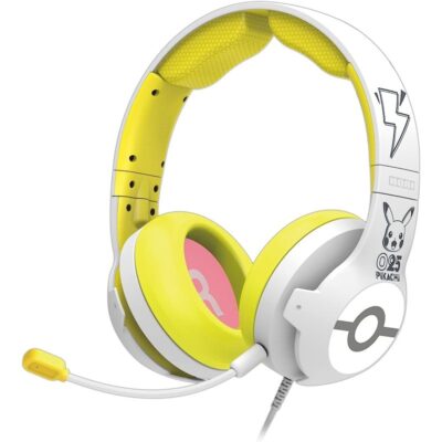 Auriculares micro gaming hori pro pikachu pop white supraural – 40mm – jack 3.5mm – cancelacion de ruido