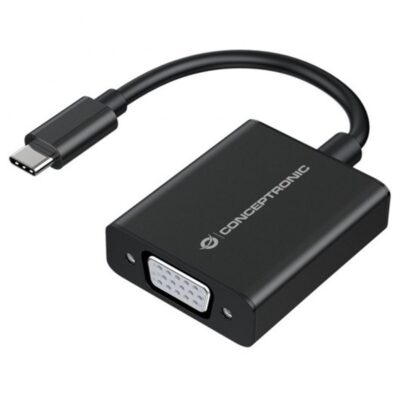 Adaptador usb tipo c a vga conceptronic 10.8cm – macho – hembra – negro