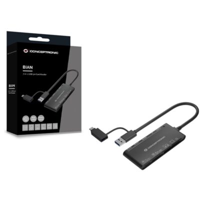 Lector de tarjetas externo usb tipo c – usb tipo a 7 en 1 conceptronic bian03b usb 3.0 sd – sdhc – sdxc mmc ms m2 ct xd micro sd – t flash