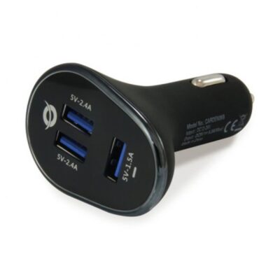 Cargador coche conceptronic carden06b 3 puertos usb tipo a 2p 5v – 2.4a 1p 5v – 1.5a 31.5w