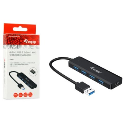 Hub usb equip life a 4 x usb 3.2 – 1 x usb tipo c + adaptador usb tipo c