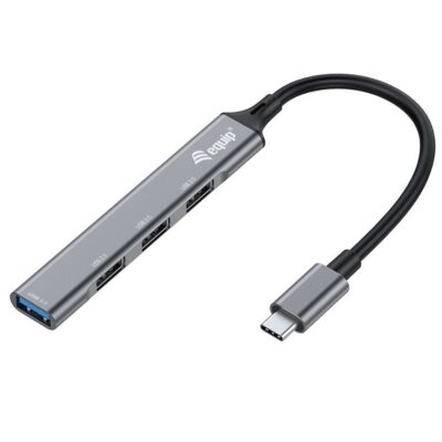 Hub usb tipo c equip life 1 x usb tipo c – 3 x usb 2.0 – aluminio