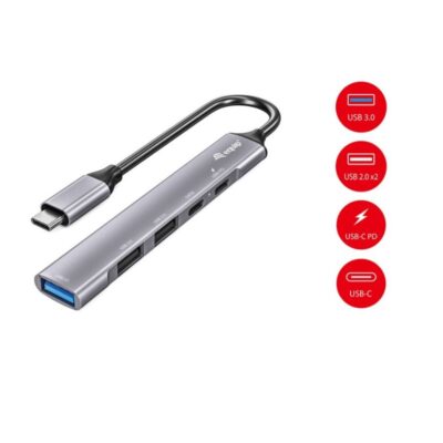 Hub usb tipo c 3.2 equip life 1 x usb 3.2 – 2 x usb 2.0 – 2 x usb tipo c – 100w – aluminio